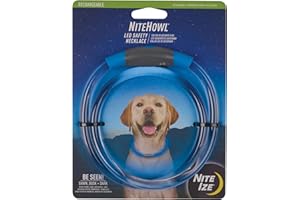 Nite Ize NiteHowl Rechargeable LED Safety Necklace - Dog Light for Dog-Walking Gear - Weather-Resistant Design - 5 Hours Runtime - Cut to Fit from 12” to 27” - Blue