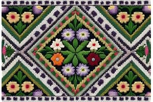 YAKOLECI Latch Hook Kits for Adults, Pre-Printed Handmade Rug Crochet Yarns DIY Door Mat Kits for Home Decor Festival Gift 23.6"X15.8" (Flower-C)