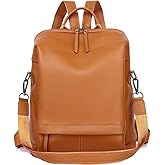 Wesccimo Genuine Leather Backpack Purse for Women | Large Compartment, Real Soft Leather , Fashion Designer, Burnt Caramel/Orange