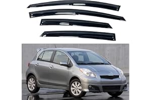 IMMORTAL GROUP IG Window Visor Compatible with Toyota Yaris Hatchback 2005-2010, 4PC Rain Guard Tape-On Durable Sun Wind Air Side Vent Window Deflector Mugen Style, 2005 2006 2007 2008 2009 2010 (Hatchback Only)