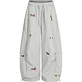 Vamtac Embroidery Puppy Baggy Sweatpants Wide Leg Pants Men Drawstring Casual Y2k Barrel with Pockets