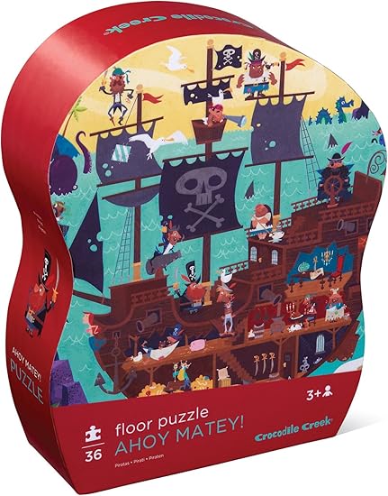 Crocodile Creek Ahoy Matey! Pirate Observation 36Piece Floor Puzzle in Shaped Box Puzzle