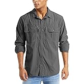 MAGCOMSEN Men's UPF 50+ Sun Protection Shirts, Button Down Long Sleeve Shirt for Hiking, Fishing, Safari