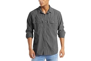 MAGCOMSEN Men's UPF 50+ Sun Protection Shirts, Button Down Long Sleeve Shirt for Hiking, Fishing, Work