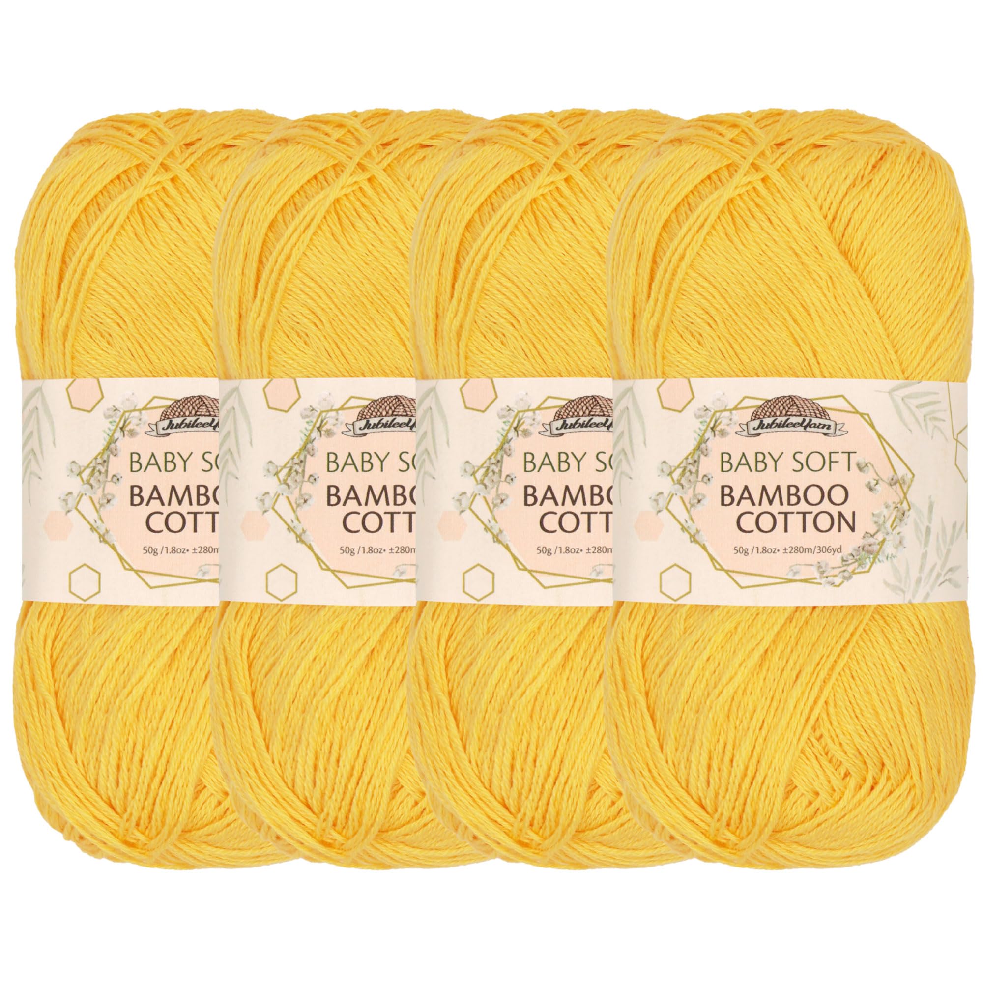 JubileeYarn Baby Soft Bamboo Cotton Yarn - 50g/Skein - Daisy Yellow - 4 Skeins โ image 1