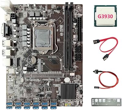 Lodokdre B250C ETH Miner Motherboard G3930 CPU 12 USB3.0 LGA1151