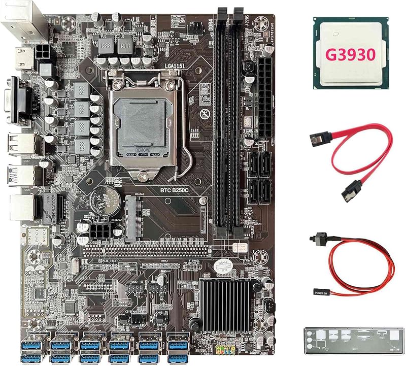 Lodokdre B250C ETH Miner Motherboard G3930 CPU 12 USB3.0 LGA1151