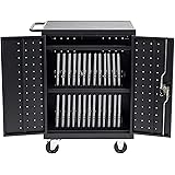 Pearington 32 Device Mobile Charging and Storage Cart for iPads, Chromebooks and Laptop Computers, Up to 13-inch Screen Size, Surge Protection, Front & Back Access Locking Cabinet