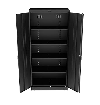 Amazon Com Tennsco 7824 Heavy Gauge Steel Deluxe Welded Storage Cabinet 5 Shelves 200 Lbs Capacity Per Shelf 36 Width X 78 Height X 24 Depth Black Industrial Scientific