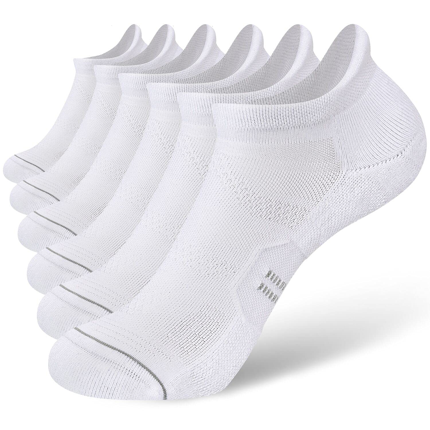 Photo 1 of CS CELERSPORT 6 Pack Women's Ankle Running Socks Cushioned Low Cut Tab Athletic Socks, White, Small
