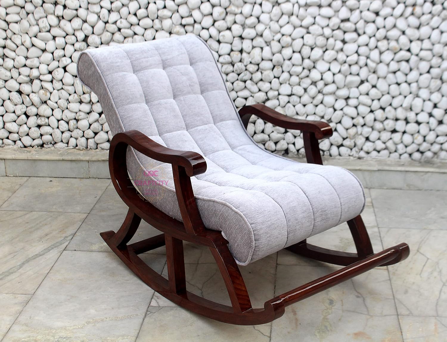 Craftcity Ergonomic Rosewood Rocking Chair (Grey) Amazon.in Home
