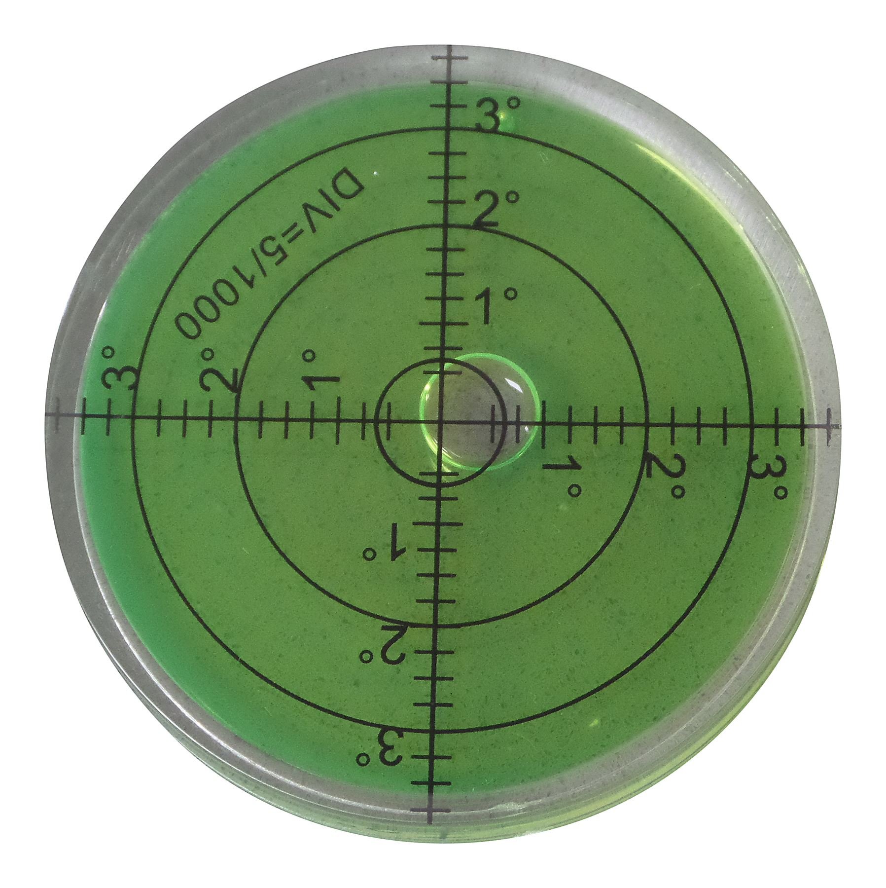 Semi Transparent Acrylic Large Spirit Bubble Level (Green Liquid) 66mm Diameter, Degrees - Acrylic Housing, Surface Level, Bulls Eye Bullseye Vial Round -Perfect for Tripod and More