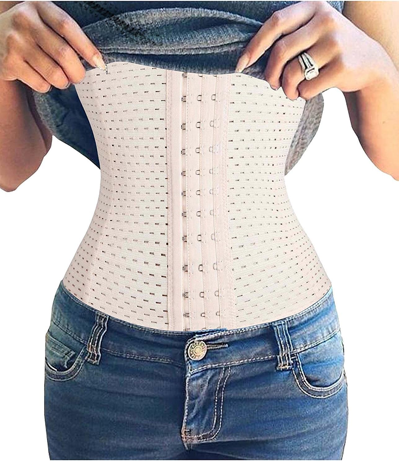 TINGLU Waist Trainer Corset Breathable Invisible Waist Shaper Training Waist Cincher Women Tummy Control(3XL,Beige1)