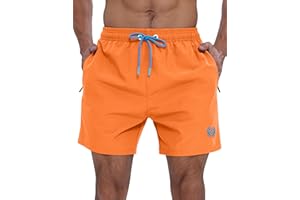 APTRO Mens Swim Trunks 5 inch Board Shorts Quick Dry Bathing Suits with Mesh Lining Beach Swim Shorts with Zipper Pockets
