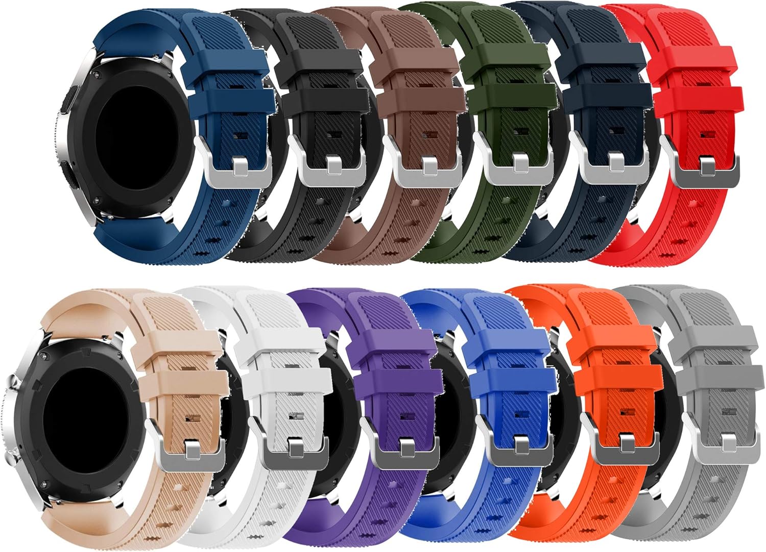 Angersi Soft Silicone Sport Strap Replacement Bands Compatible with Samsung Galaxy watch 46mm/Galaxy watch3 45mm/Gear S3 Frontier/Gear S3 Classic Smartwatch(12 PACK