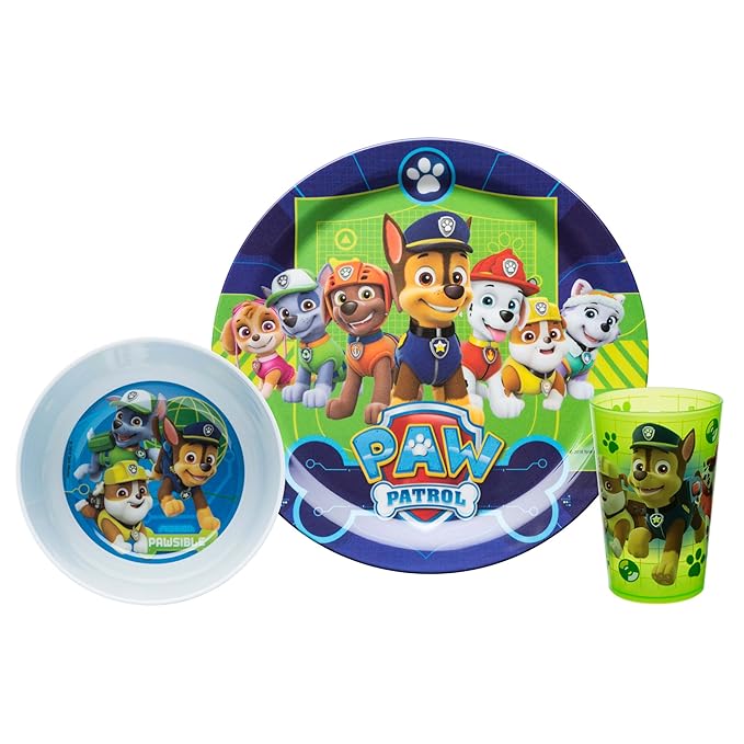 Zak Designs Paw Patrol 3piece Plastic Plate, Bowl & Cup Gift Set