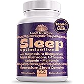 Local Nutrition Natural Sleep Aid with Magnesium Glycinate, Reishi Mushroom Extract, L-Theanine, Apigenin, and Melatonin - Sleep Supplement for Adults Seeking Deep Rest - 60 Capsules, Made in The USA