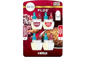 Febreze Odor-Fighting Fade Defy PLUG Air Freshener Baked Cinnamon Apple, Cranberry Crumble, .87 fl. oz. Oil Refill, 2 of Each