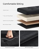 SONGMICS Storage Ottoman Foldable Small Foot Rest 38x110x38 cm Ink Black view 4