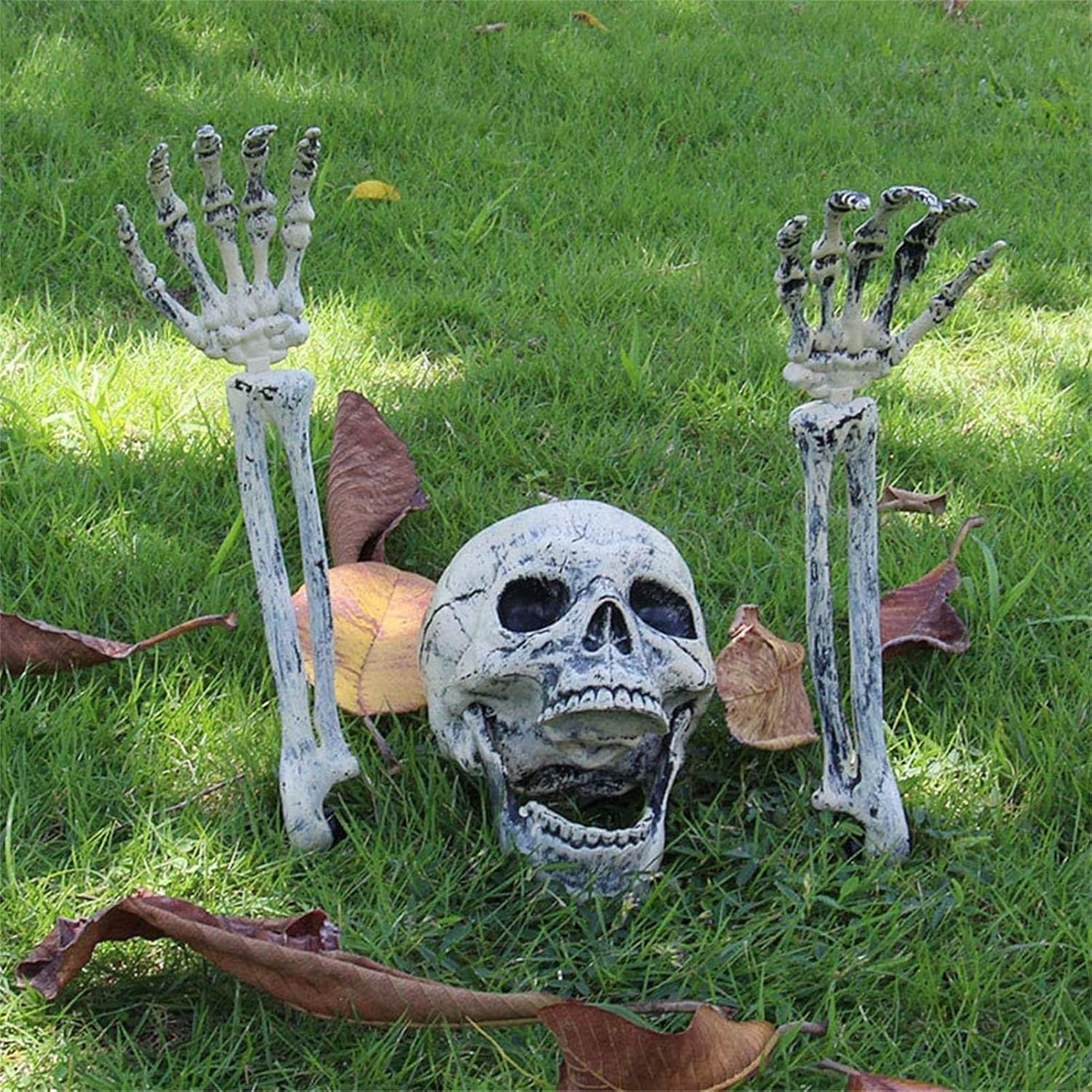 Decorative Garden Stakes - jkddrep Halloween Skeleton Stakes Decorations, Pack of 3 Skull Decoration, Realistic Halloween Scary Skeleton Decoration for Garden, Carnival, Party, Yard, Halloween Props Decoration