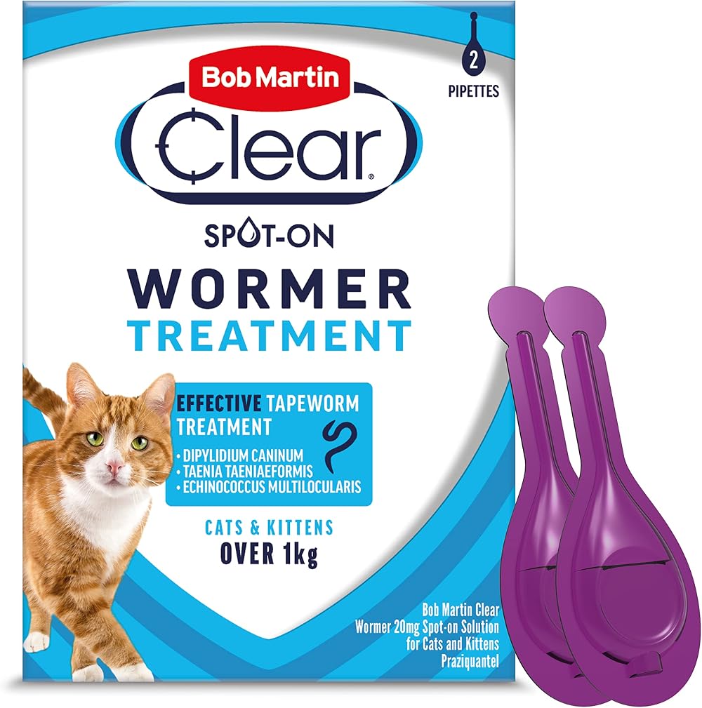 Bob Martin Clear Spot On Wormer for Cats & Kittens 2 Pipettes 100% Effective