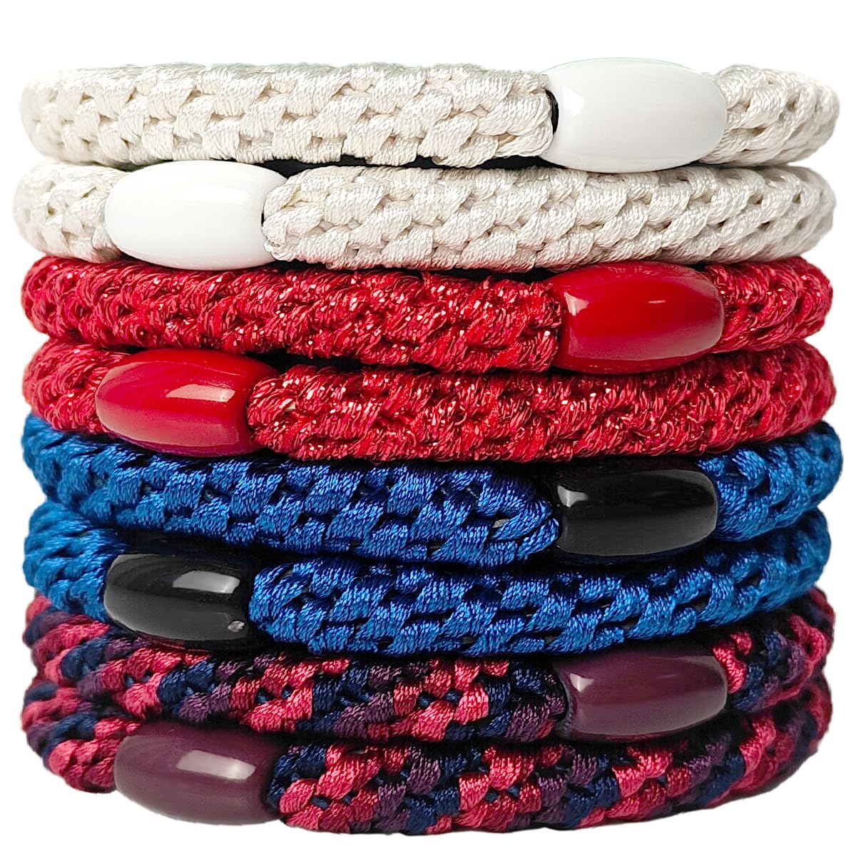 AXEN 8PCS Elasitc Hair Tie for Women Girls, Cotton Bands Soft Woven Ponytail Holders for Thick Hair and Curly Hair, Grapes Colors