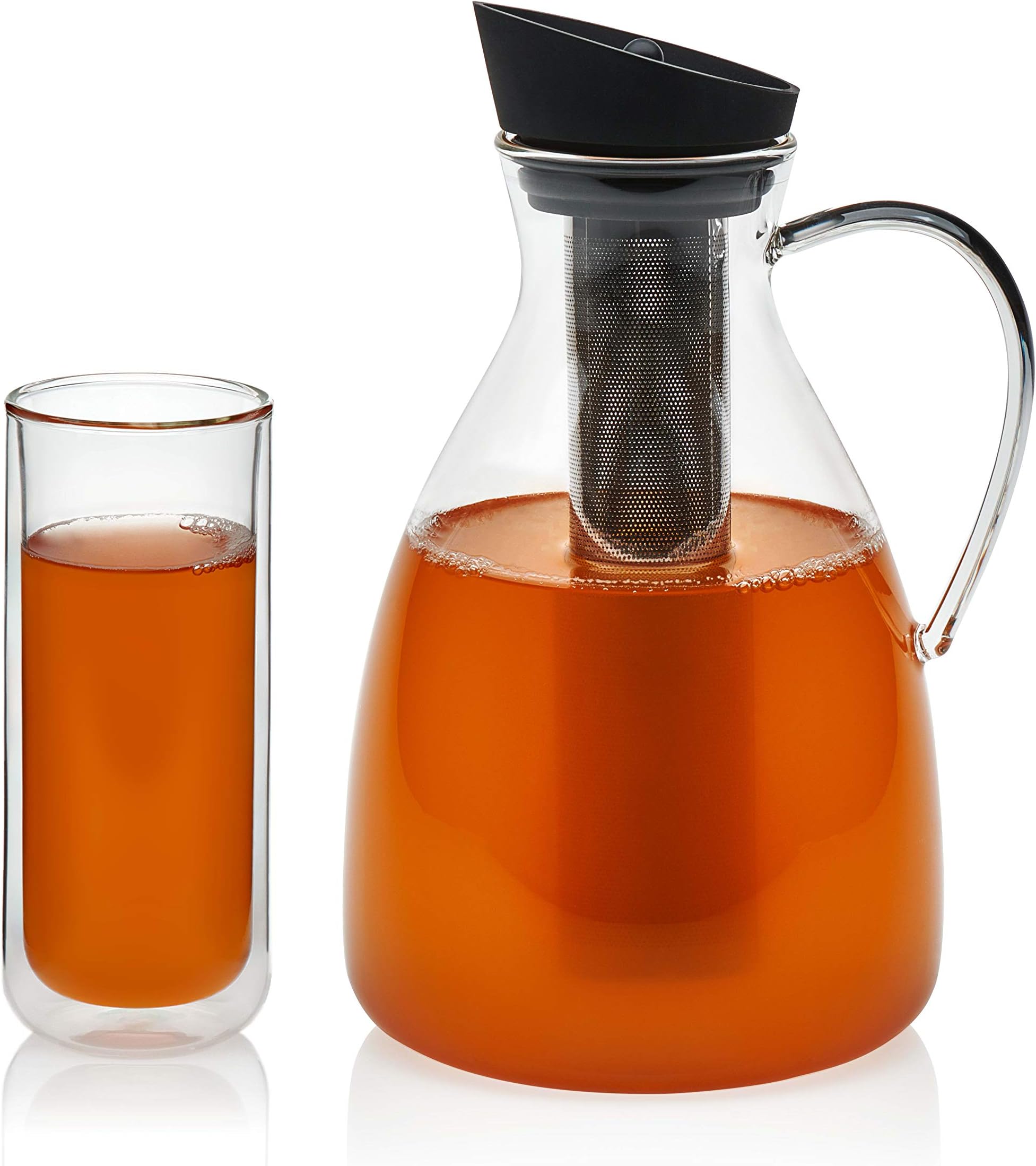 VIVA Scandinavia Iced Tea Infusion Carafe with 4 Tall Classic Double-Walled Glasses