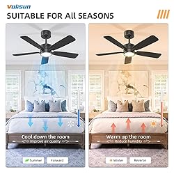 VOLISUN Low Profile Ceiling Fan with Light, 44 inch
