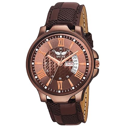 Specter Premium & Durable Day & Date Display Brown Dial Wrist Watch for Mens & Boys (DDS 42)