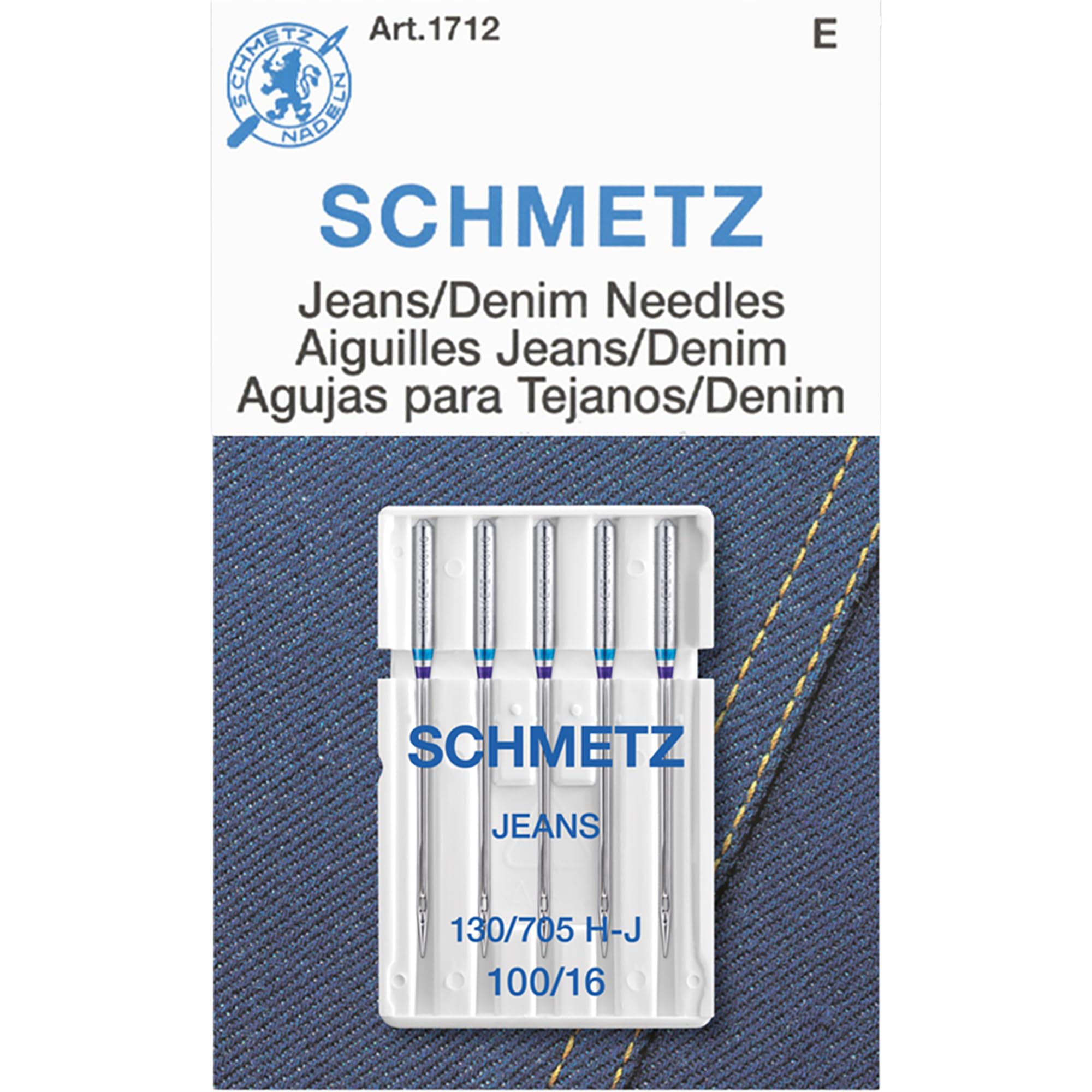 SCHMETZ | 5 Sewing Machine Needles | Jeans | 130/705 H-J | Size 100/16