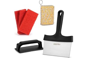 onlyfire Griddle Cleaning Kit for Blackstone, Flat Top Grill Cleaning Kit 1 Griddle Scraper, 3 Scouring Pads, 1 Handles, 1 Sc