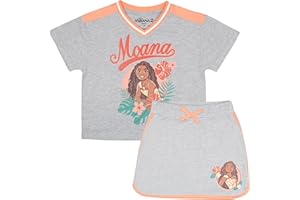 Disney Princess, Lilo and Stitch, Minnie Mouse, Moana and Frozen Girls 2-Piece Sets - Short Sleeve T-Shirt and Skort for Kids