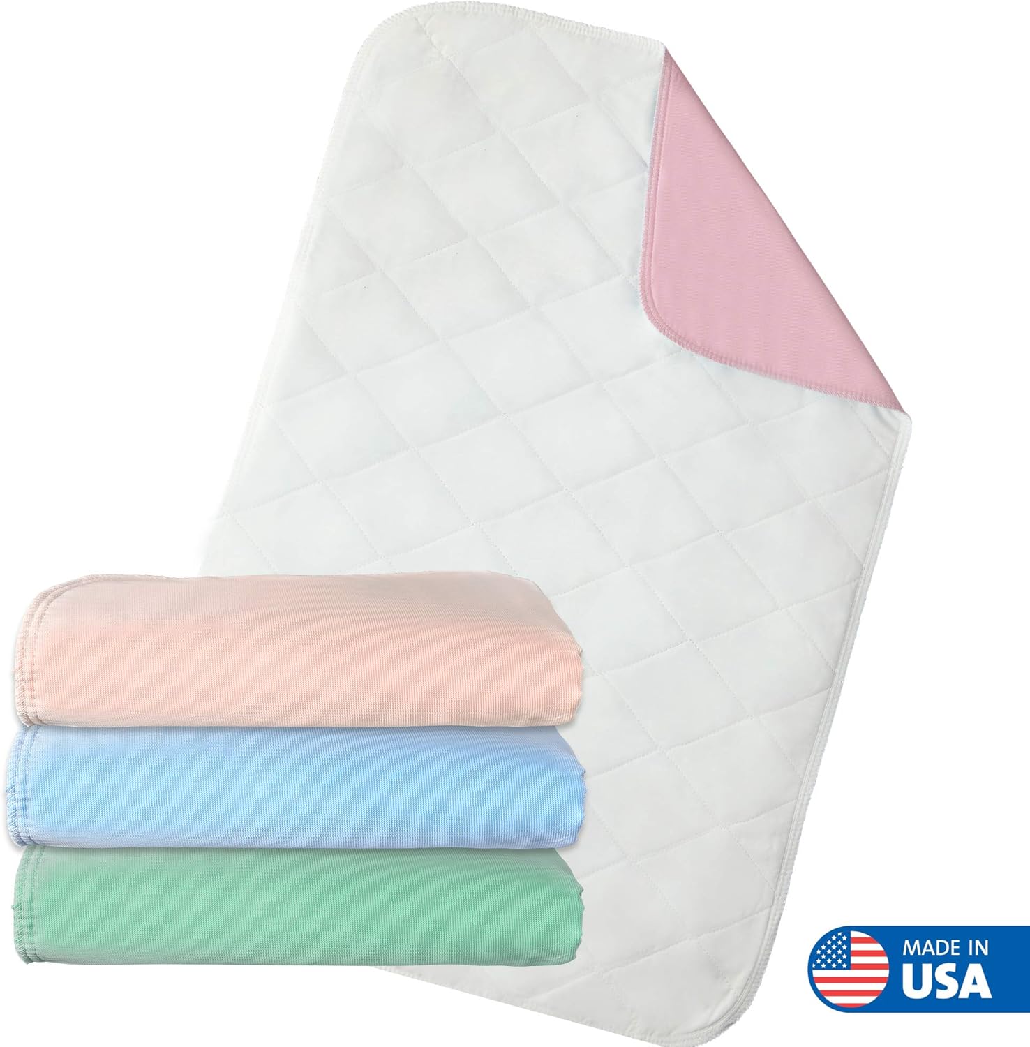Incontinence Bed Pads - 4 Pack 24” x 36” Reusable Waterproof Mattress Protectors - Highly Absorbent, Machine Washable - for Children, Pets and Seniors - Assorted Colors - Made in USA - Royal Care: Health & Personal Care
