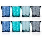 KX-WARE 12-ounce Acrylic Old Flashion Glasses Plastic Tumblers, set of 8 Multicolor