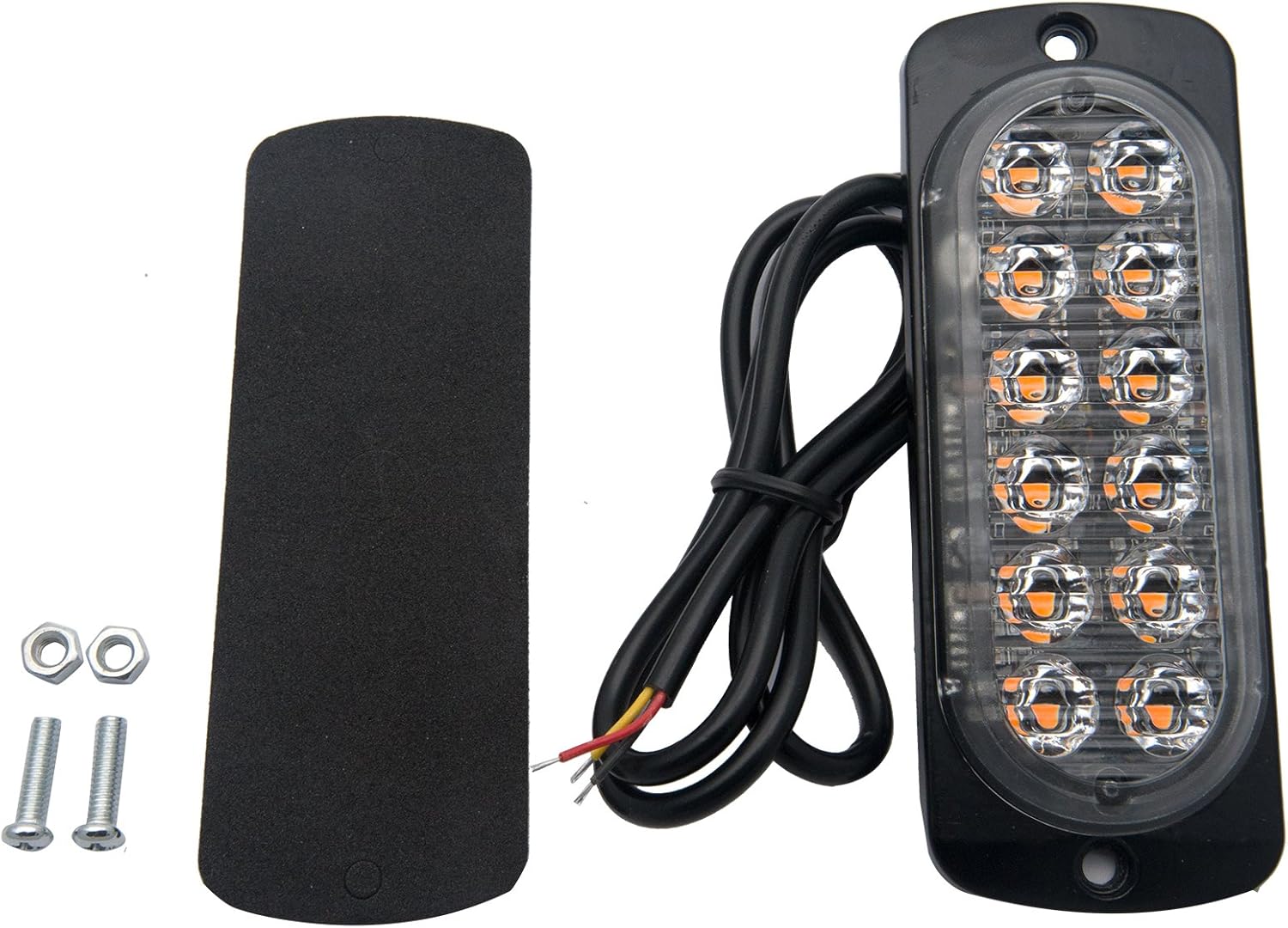 MASO Emergency Strobe Lights for Trucks Amber Recovery Car 12 LEDs Lighting Bar Orange Grill Breakdown Flashing 12/24V Pack of 2 - Image 4