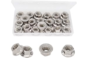 cSeao 20pcs M12 x 1.75mm Serrated Flange Nuts 304 Stainelss Steel Flange Lock Nuts