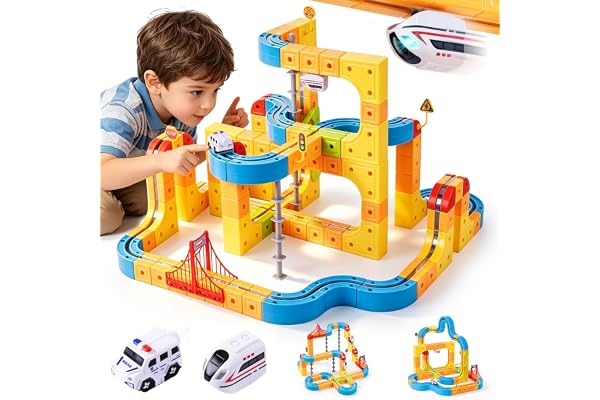 Gofunly Electric Train Set for Kids: 159 Pcs 3D Flexible Race Track Kit | Magnetic Motorized Rail Track Building Toy - Toddle