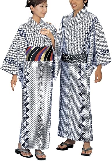 Amazon Co Jp お仕立上り浴衣 男物 女物有り キング幅 レンガ柄 三枡 服 ファッション小物