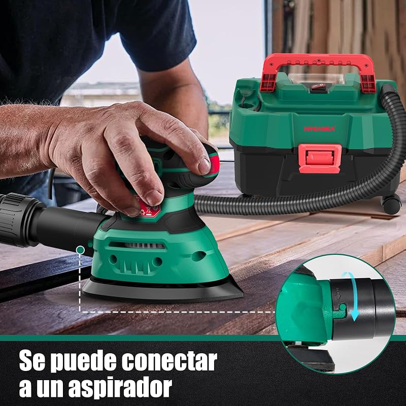 Lixadora de Madeira HYCHIKA 140W, 13000 OPM, Recolha de Poeira.