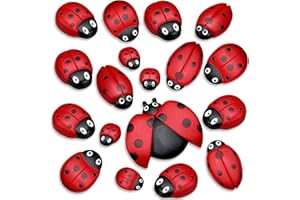 Gerrii 18 Pcs Small Resin Ladybugs Garden Decor Stones Holiday Ladybug Garden Yard Decorations Outdoor 4 Size Mom Gifts Lady 