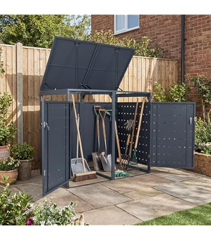 Amazon.com : YOPTO Outdoor Storage Shed Metal Trash Can Storage,54