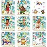 24Sheets Moana Make-a-face Stickers Pack, Mixed &amp; Matched with 8 Designed Characters(3 of Each), Make Your Own Stickers for Teens Party Decoration, Reward, Decor, Gift Idea (monanmovie)