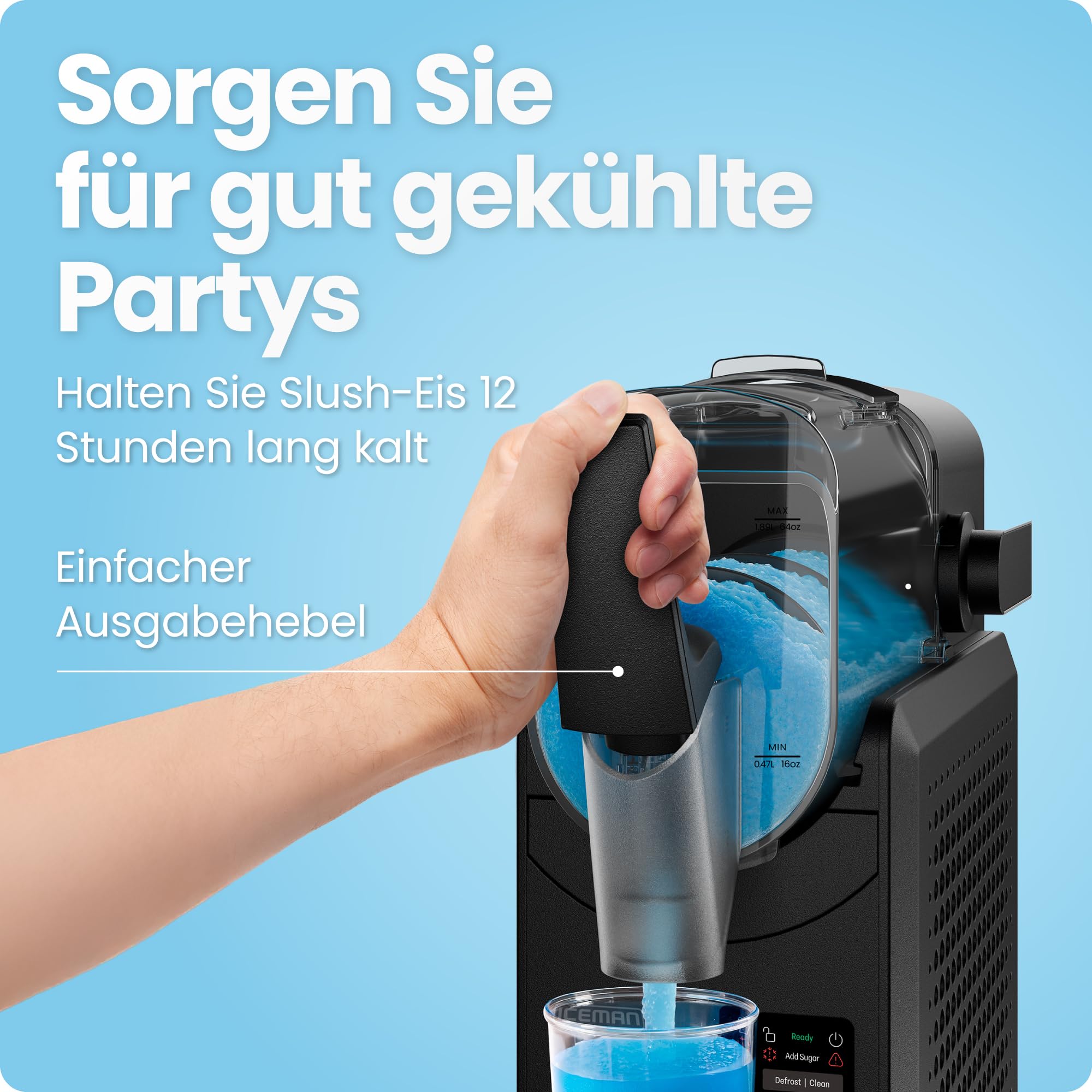Iceman 1,9L Slushie-Maschine, 5 Voreinstellungen, kein Eis & kein Mixen 6