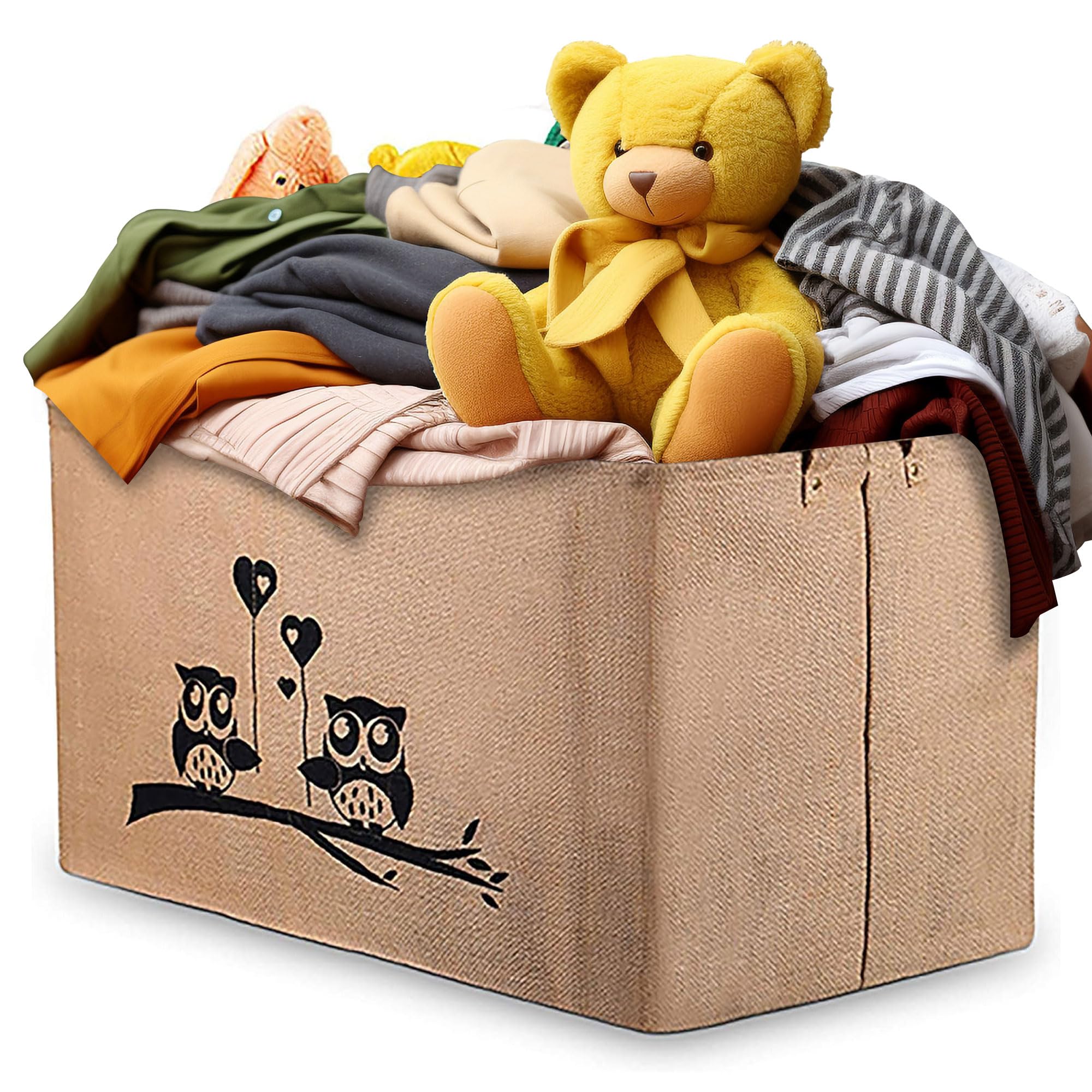 Gimars Storage Basket with Handles 25" Foldable Storage Organizer Box Bins for Toys, Clothes, Laundry