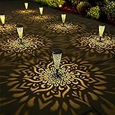 gardencave 6 Pack Solar Lights Outdoor Garden Decorative Solar Garden Lights with Warm Light Waterproof Solar Pathway Landscape Lights for Path Patio Backyard Walkway Yard Lawn Decor (Black, 6Pcs)