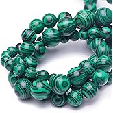 Chicager 8mm Natural Stone Beads for Jewelry Making,Green Malachite Polished Smooth Round Gemstone Beads for Bracelet Necklace 15 Inch