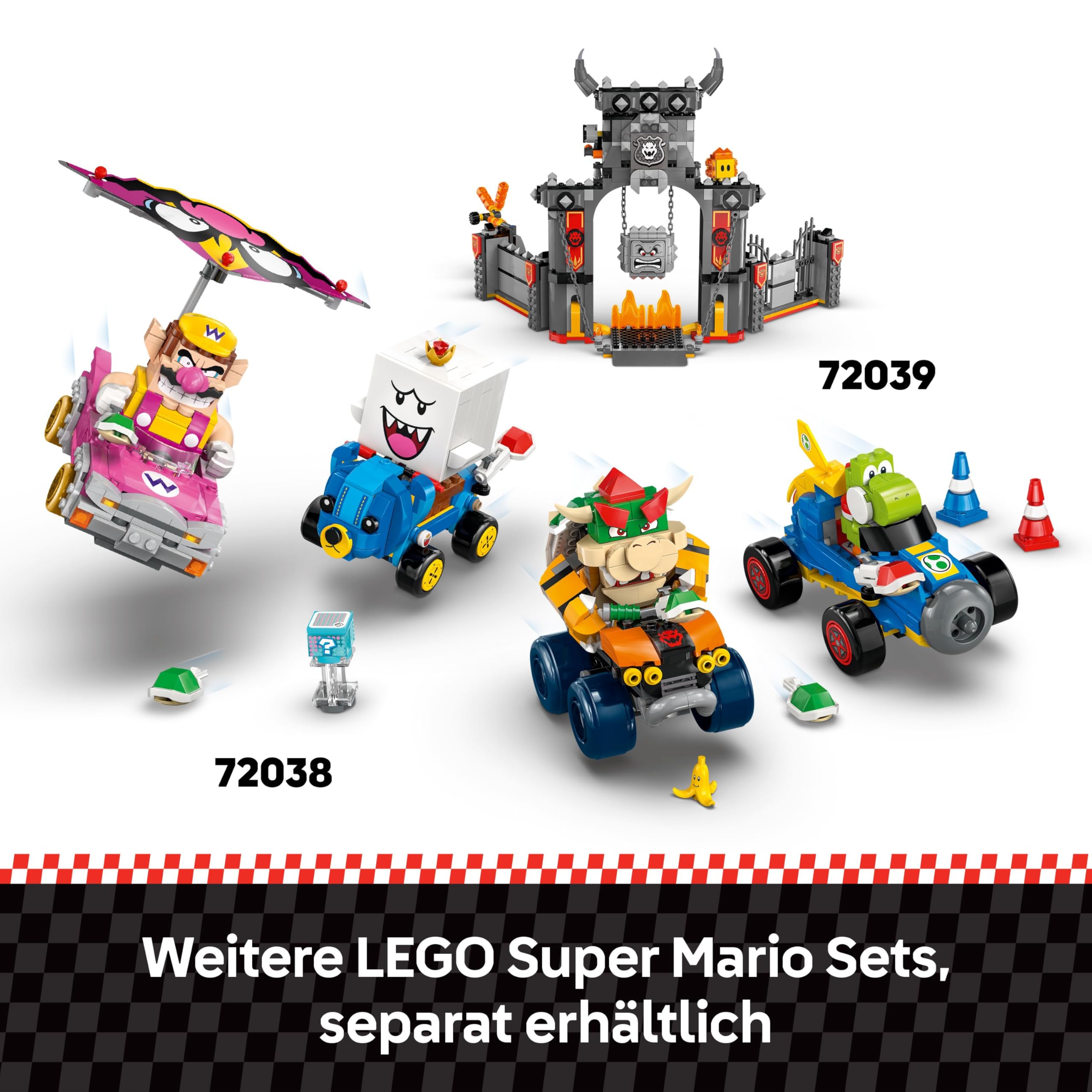 LEGO Mario Kart - Interaktiver Mario & Standard-Kart - Nintendo Spielzeug - Spiel Rennstrecke mit Auto, 3 Figuren, Podium & Barrieren - Gamer Geschenk für Jungen & Mädchen ab 7 Jahren - 72043 9
