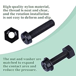 Pzsmocn 150 Pieces/50 Sets M5*30 mm Plastic Black