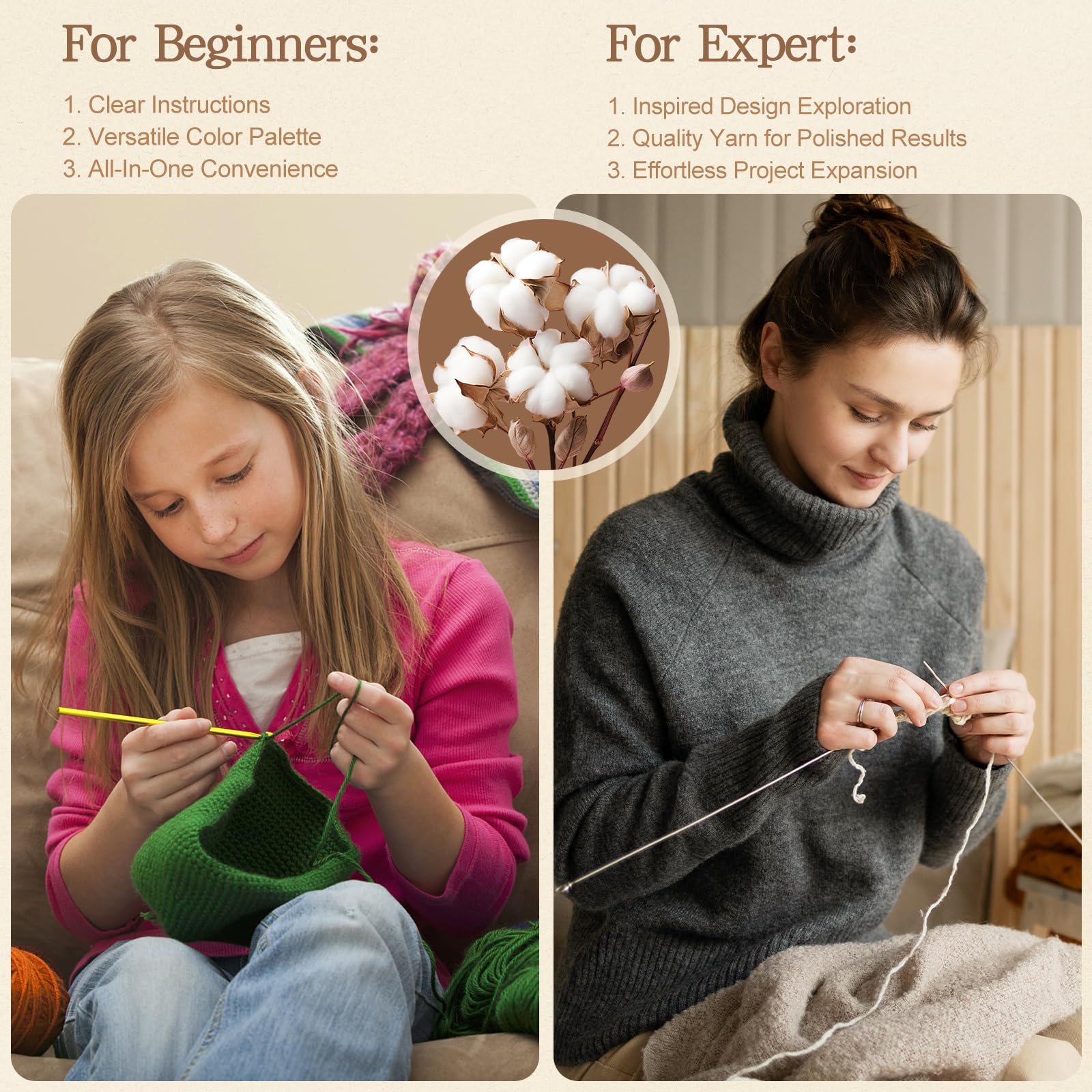 Katech 20 Skeins Cotton Yarn for Crocheting-55% Cotton 45% Acrylic-4 Medium (Worsted)-Super Soft Milk Cotton Yarn-Great Crochet and Knitting Starter Kit for Colorful Craft