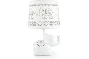 Levtex Home Baby Ely Elephant Lamp Base and Shade, Grey